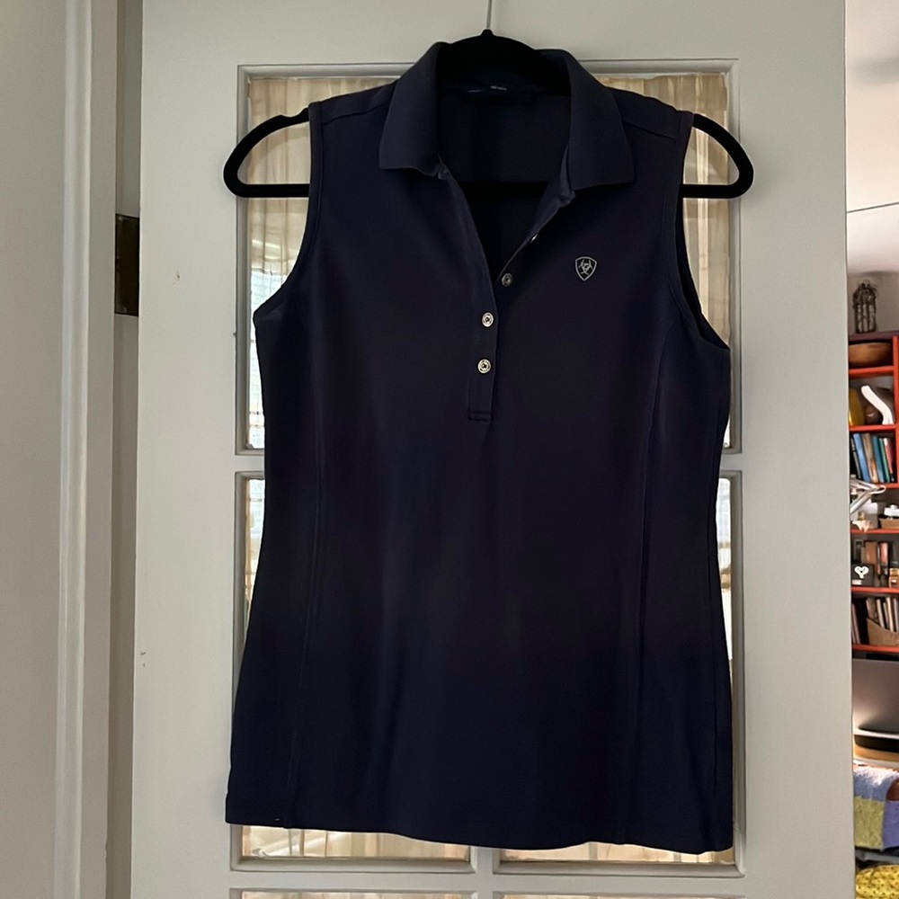 Navy sleeveless Ariat polo